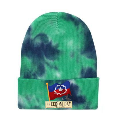 Black Proud African American for Juneteenth Flag Tie Dye 12in Knit Beanie