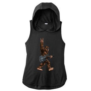 Bigfoot Playing A Dragon Guitar Rock On Sasquatch Big Foot Ladies PosiCharge Tri-Blend Wicking Draft Hoodie Tank