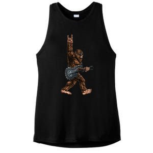 Bigfoot Playing A Dragon Guitar Rock On Sasquatch Big Foot Ladies PosiCharge Tri-Blend Wicking Tank