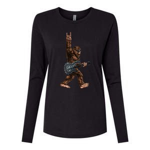 Bigfoot Playing A Dragon Guitar Rock On Sasquatch Big Foot Womens Cotton Relaxed Long Sleeve T-Shirt