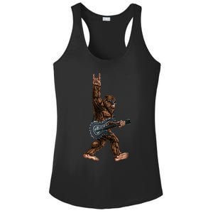 Bigfoot Playing A Dragon Guitar Rock On Sasquatch Big Foot Ladies PosiCharge Competitor Racerback Tank