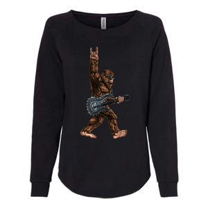 Bigfoot Playing A Dragon Guitar Rock On Sasquatch Big Foot Womens California Wash Sweatshirt