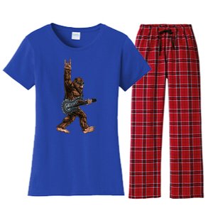 Bigfoot Playing A Dragon Guitar Rock On Sasquatch Big Foot Women's Flannel Pajama Set