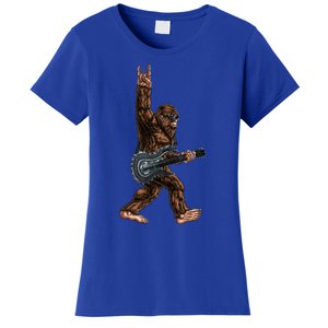 Bigfoot Playing A Dragon Guitar Rock On Sasquatch Big Foot Women's T-Shirt