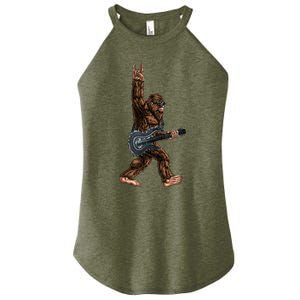 Bigfoot Playing A Dragon Guitar Rock On Sasquatch Big Foot Women's Perfect Tri Rocker Tank