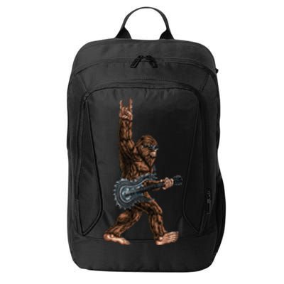 Bigfoot Playing A Dragon Guitar Rock On Sasquatch Big Foot City Backpack