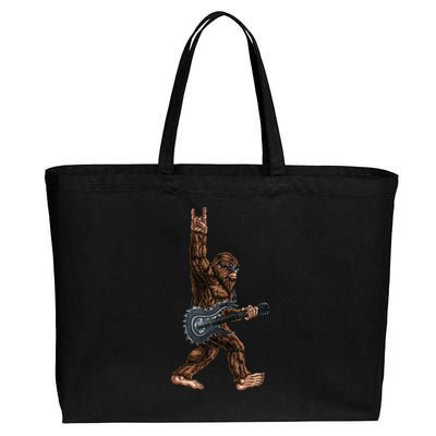 Bigfoot Playing A Dragon Guitar Rock On Sasquatch Big Foot Cotton Canvas Jumbo Tote