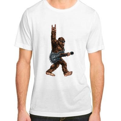 Bigfoot Playing A Dragon Guitar Rock On Sasquatch Big Foot Adult ChromaSoft Performance T-Shirt