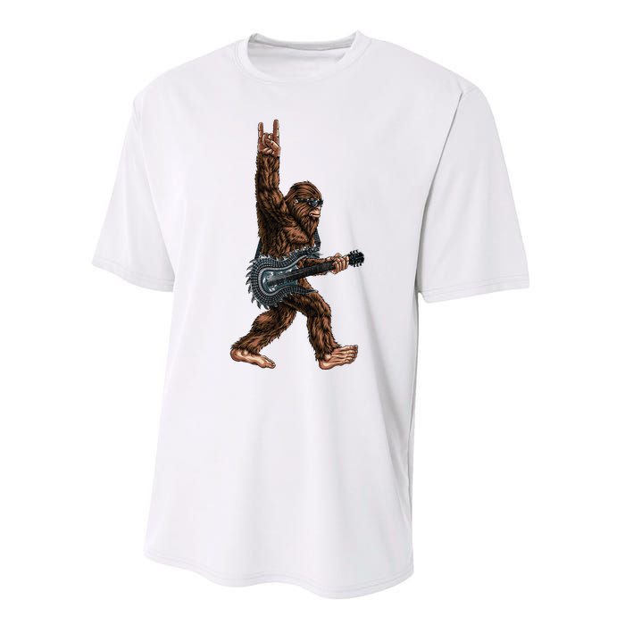 Bigfoot Playing A Dragon Guitar Rock On Sasquatch Big Foot Performance Sprint T-Shirt