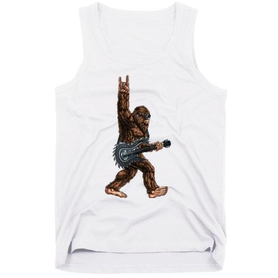 Bigfoot Playing A Dragon Guitar Rock On Sasquatch Big Foot Tank Top