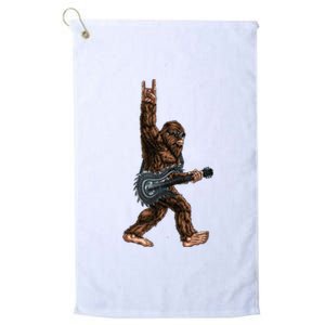 Bigfoot Playing A Dragon Guitar Rock On Sasquatch Big Foot Platinum Collection Golf Towel