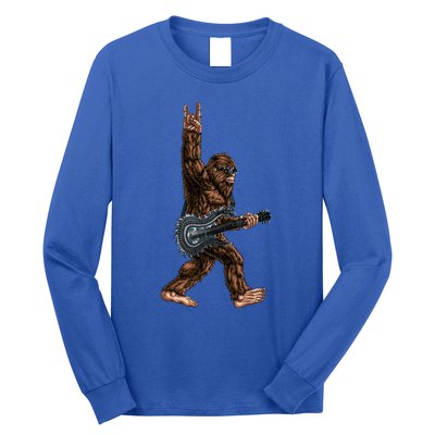 Bigfoot Playing A Dragon Guitar Rock On Sasquatch Long Sleeve Shirt