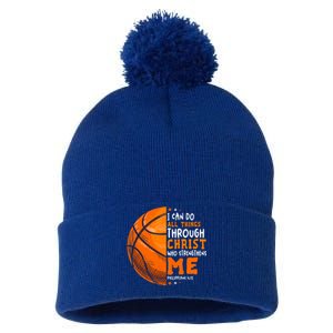 Basketball Player And Fans Funny For Dad Mom Gift Pom Pom 12in Knit Beanie