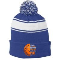 Basketball Player And Fans Funny For Dad Mom Gift Stripe Pom Pom Beanie