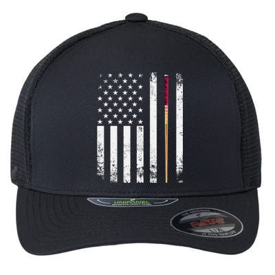 Billiards Pool American Flag Flexfit Unipanel Trucker Cap