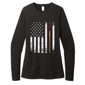 Billiards Pool American Flag Womens CVC Long Sleeve Shirt