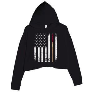 Billiards Pool American Flag Crop Fleece Hoodie