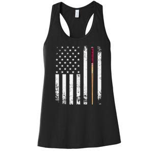 Billiards Pool American Flag Women's Racerback Tank