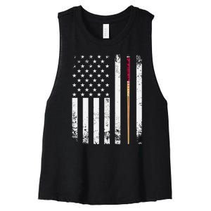 Billiards Pool American Flag Women's Racerback Cropped Tank