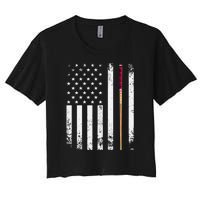 Billiards Pool American Flag Women's Crop Top Tee