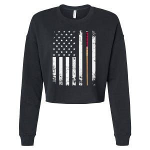 Billiards Pool American Flag Cropped Pullover Crew