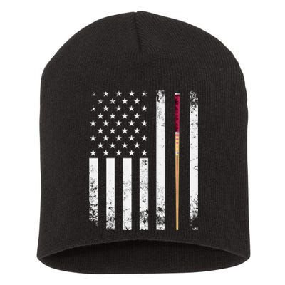 Billiards Pool American Flag Short Acrylic Beanie