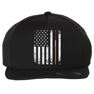 Billiards Pool American Flag Wool Snapback Cap