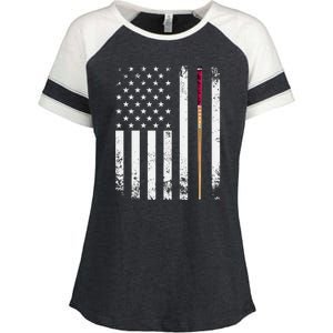 Billiards Pool American Flag Enza Ladies Jersey Colorblock Tee