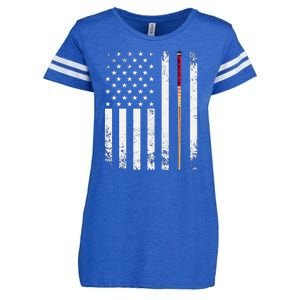 Billiards Pool American Flag Enza Ladies Jersey Football T-Shirt