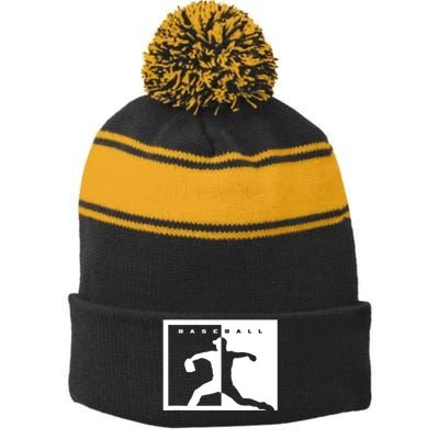 Baseball Pitcher Apparel Baseball Stripe Pom Pom Beanie