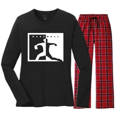 Baseball Pitcher Apparel Baseball Women's Long Sleeve Flannel Pajama Set 