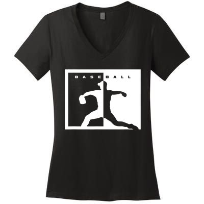 Baseball Pitcher Apparel Baseball Women's V-Neck T-Shirt