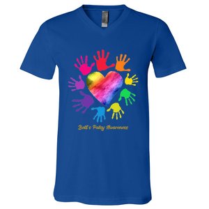 Bell's Palsy Awareness Hands Bell's Palsy Gift Funny Gift V-Neck T-Shirt