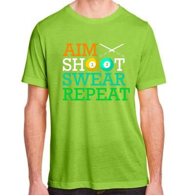 Billiards Pool Aim Shoot Swear Repeat Gift Adult ChromaSoft Performance T-Shirt