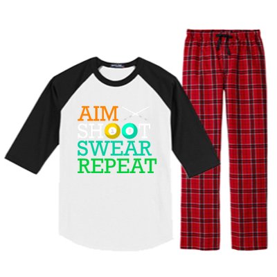 Billiards Pool Aim Shoot Swear Repeat Gift Raglan Sleeve Pajama Set