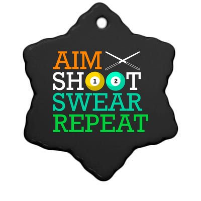 Billiards Pool Aim Shoot Swear Repeat Gift Ceramic Star Ornament