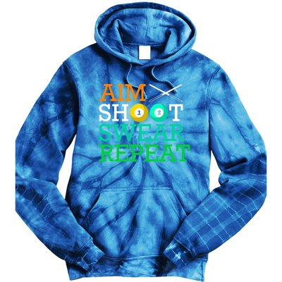 Billiards Pool Aim Shoot Swear Repeat Gift Tie Dye Hoodie