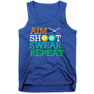 Billiards Pool Aim Shoot Swear Repeat Gift Tank Top