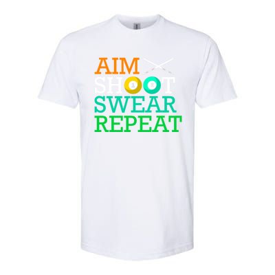 Billiards Pool Aim Shoot Swear Repeat Gift Softstyle CVC T-Shirt