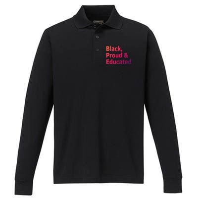 Black Proud And Educated African American Cool Gift Performance Long Sleeve Polo