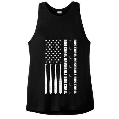 Baseball Player American Flag Patriotic Boy Baseball Ladies PosiCharge Tri-Blend Wicking Tank
