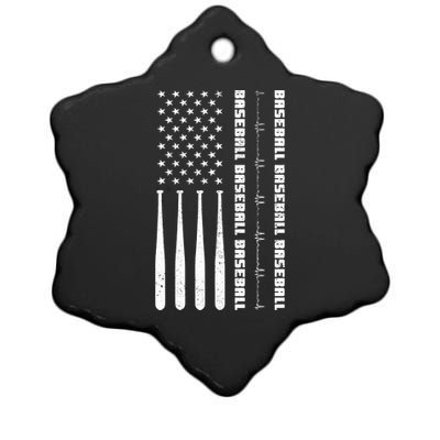 Baseball Player American Flag Patriotic Boy Baseball Ceramic Star Ornament