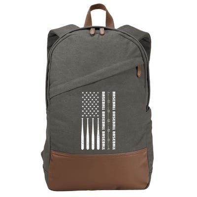 Baseball Player American Flag Patriotic Boy Baseball Cotton Canvas Backpack