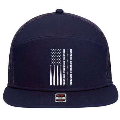 Baseball Player American Flag Patriotic Boy Baseball 7 Panel Mesh Trucker Snapback Hat