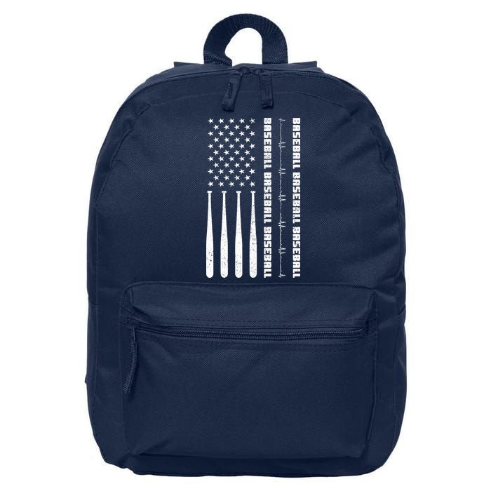 Baseball Player American Flag Patriotic Boy Baseball 16 in Basic Backpack