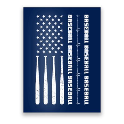 Baseball Player American Flag Patriotic Boy Baseball Poster