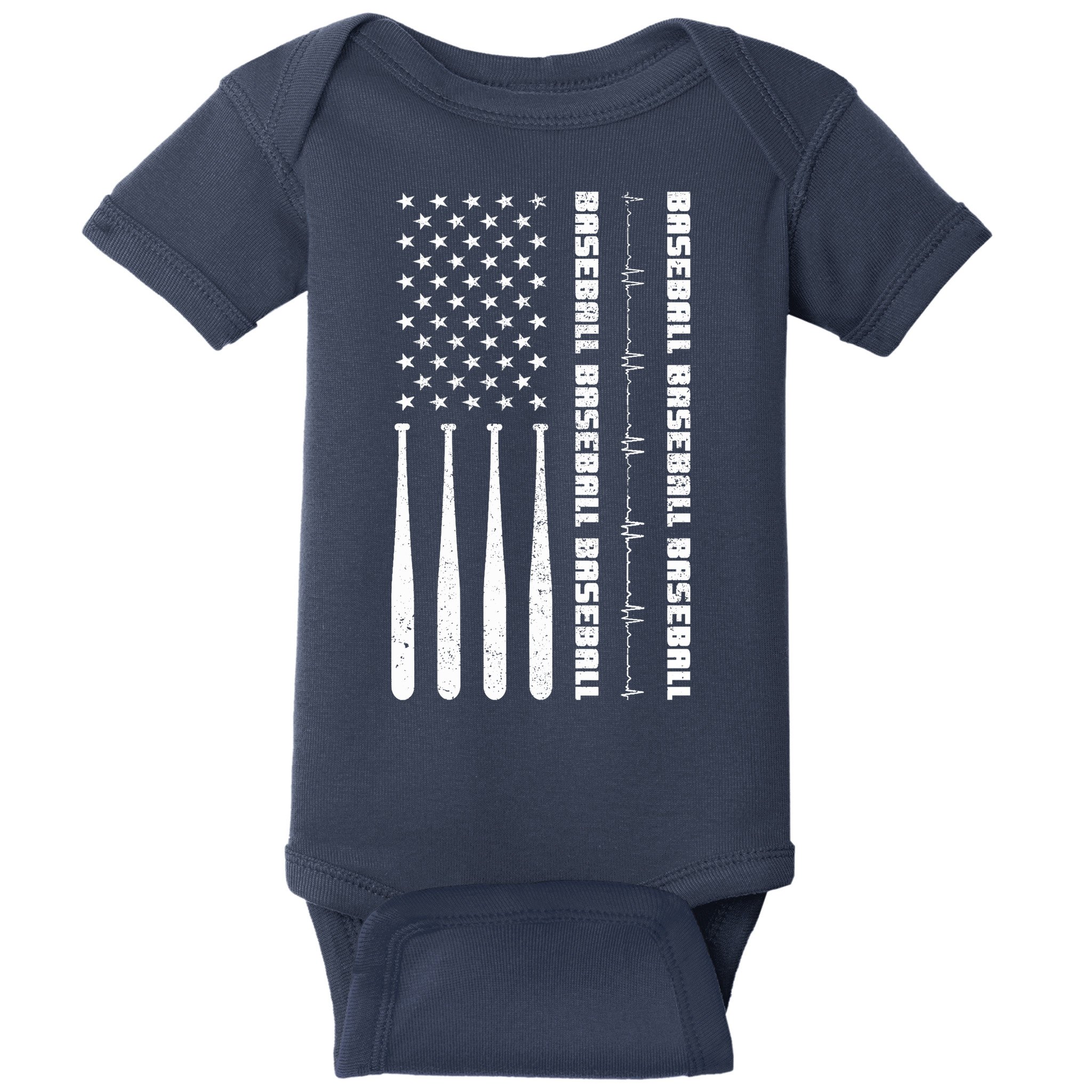 Baseball Player American Flag Patriotic Boy Baseball Baby Bodysuit