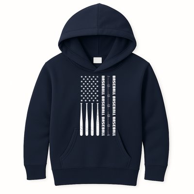 Baseball Player American Flag Patriotic Boy Baseball Kids Hoodie