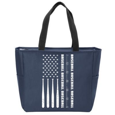 Baseball Player American Flag Patriotic Boy Baseball Zip Tote Bag