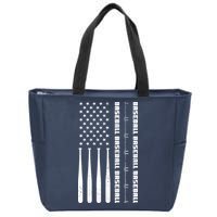 Baseball Player American Flag Patriotic Boy Baseball Zip Tote Bag